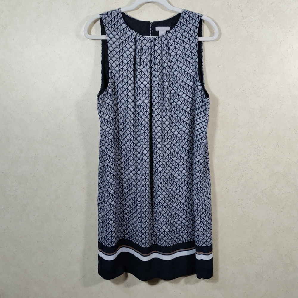 H198 H&M navy & white geometric print sleeveless dress 12